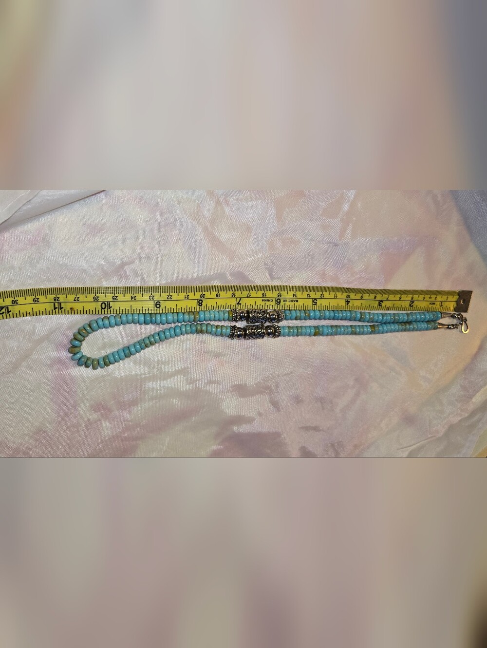 Royston Turquoise and Sterling Beaded Necklace 22 Inch - Picture 2 of 6